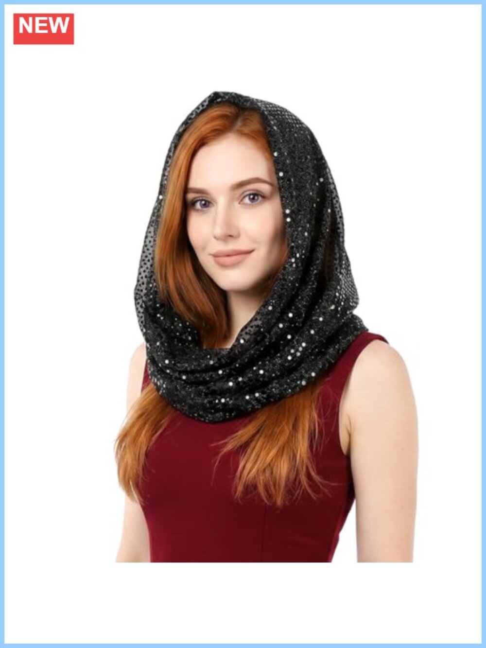 Sequin Rave Hood Sparkly Head Scarf Bandana Festival Hair Accessory